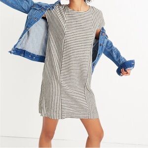 Madewell Stripe Button-Back Tee Linen Dress